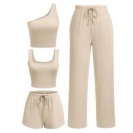 Sports Vest & Shorts Yoga Set – Slim Fit Fashionable & Breathable Four-Piece Set Alfra Retail 1