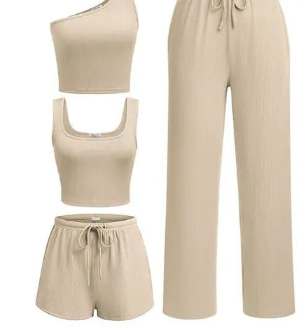 Sports Vest & Shorts Yoga Set – Slim Fit Fashionable & Breathable Four-Piece Set Alfra Retail 1
