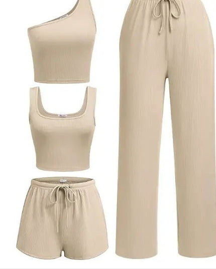Sports Vest & Shorts Yoga Set – Slim Fit Fashionable & Breathable Four-Piece Set Alfra Retail 1