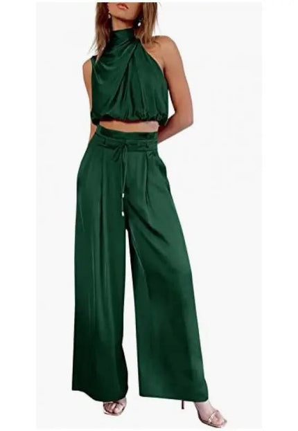 Stay Chic & Comfortable in This Sleeveless Midriff Set with Wide-Leg Pants! 👗💖 Fabric Women Alfra Retail 1