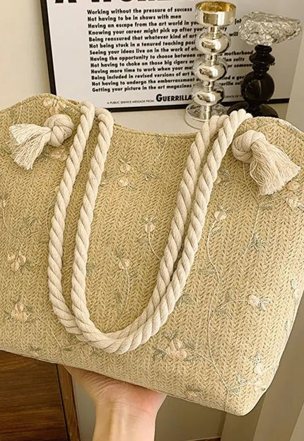 Stylish & Spacious Straw Lace Shoulder Bag - Large Capacity Floral Handbag for Women Alfra Retail 1