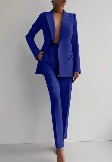 Women's Casual Business Suits - Long Sleeve Single-Breasted Jacket & Slim Fit Trousers Alfra Retail 1