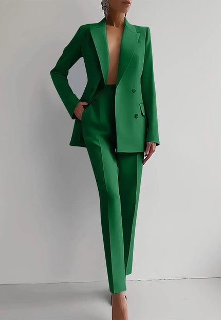Women's Casual Business Suits - Long Sleeve Single-Breasted Jacket & Slim Fit Trousers Alfra Retail 1