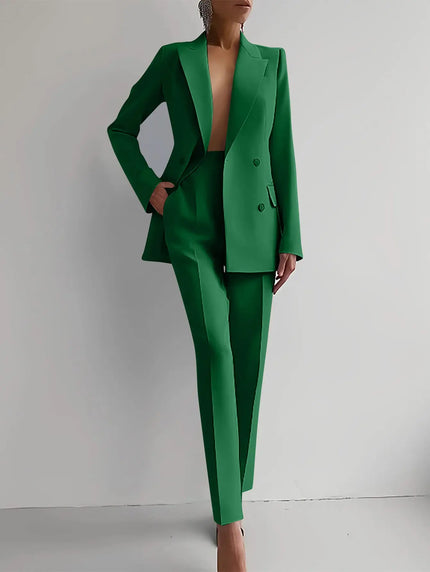 Women's Casual Business Suits - Long Sleeve Single-Breasted Jacket & Slim Fit Trousers Alfra Retail 1