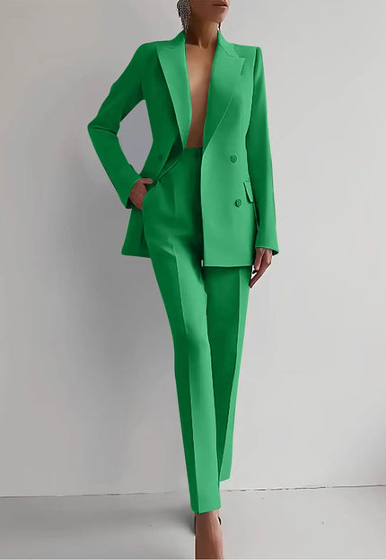Women's Casual Business Suits - Long Sleeve Single-Breasted Jacket & Slim Fit Trousers Alfra Retail 1