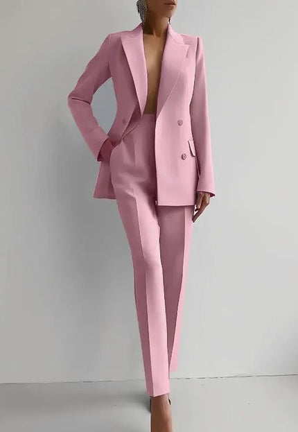 Women's Casual Business Suits - Long Sleeve Single-Breasted Jacket & Slim Fit Trousers Alfra Retail 1
