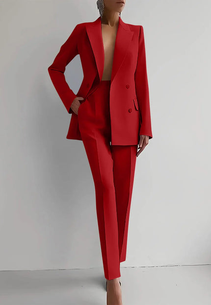 Women's Casual Business Suits - Long Sleeve Single-Breasted Jacket & Slim Fit Trousers Alfra Retail 1