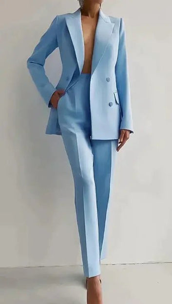 Women's Casual Business Suits - Long Sleeve Single-Breasted Jacket & Slim Fit Trousers Alfra Retail 1
