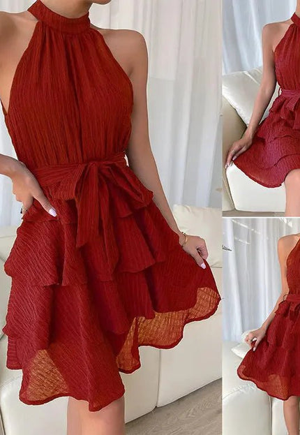 Women's Halterneck Sleeveless Ruffle Dress – Chic & Elegant Summer Style Alfra Retail 1