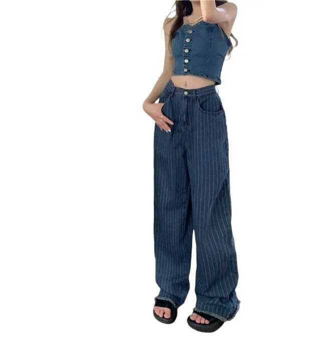 Women's High-Waisted Skinny Striped Jeans – Trendy & Comfortable Denim Alfra Retail 1