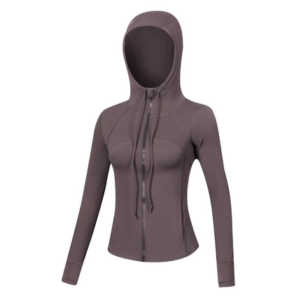 Women's Hooded Slim-Fit Jacket – Long Sleeve Zipper Running & Fitness Yoga Clothes Alfra Retail 1