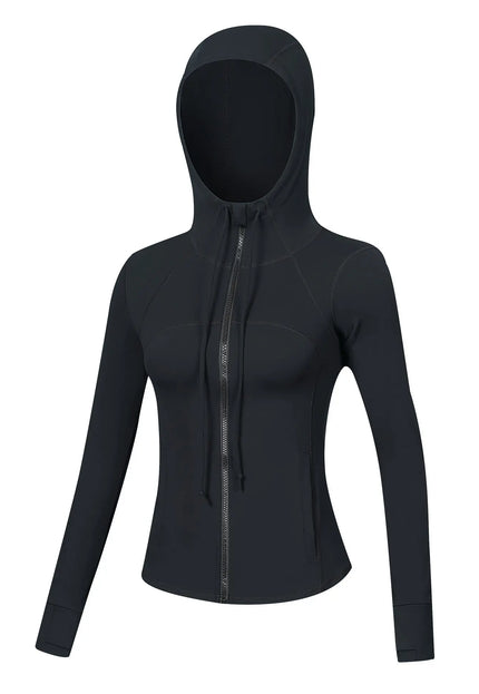 Women's Hooded Slim-Fit Jacket – Long Sleeve Zipper Running & Fitness Yoga Clothes Alfra Retail 1