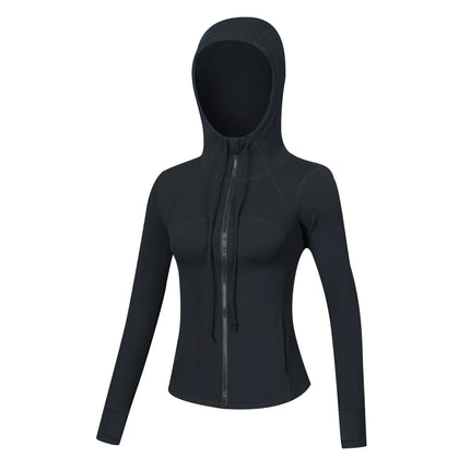 Women's Hooded Slim-Fit Jacket – Long Sleeve Zipper Running & Fitness Yoga Clothes Alfra Retail 1