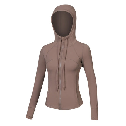 Women's Hooded Slim-Fit Jacket – Long Sleeve Zipper Running & Fitness Yoga Clothes Alfra Retail 1