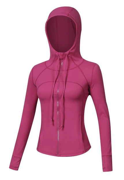 Women's Hooded Slim-Fit Jacket – Long Sleeve Zipper Running & Fitness Yoga Clothes Alfra Retail 1