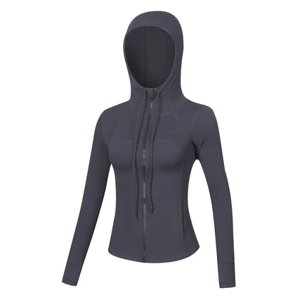 Women's Hooded Slim-Fit Jacket – Long Sleeve Zipper Running & Fitness Yoga Clothes Alfra Retail 1