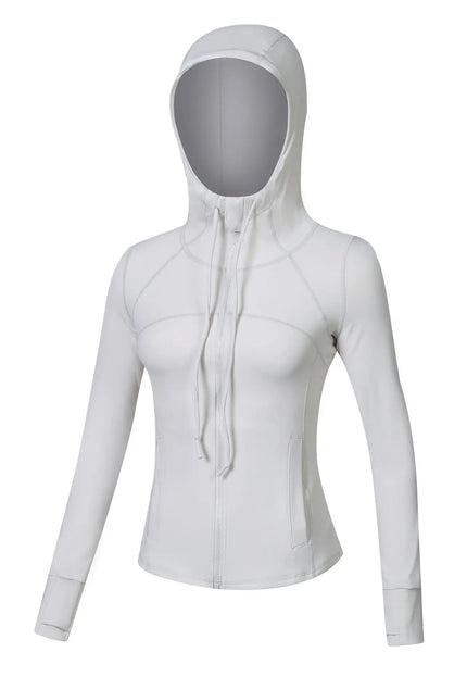 Women's Hooded Slim-Fit Jacket – Long Sleeve Zipper Running & Fitness Yoga Clothes Alfra Retail 1