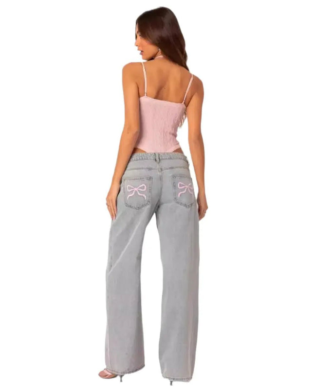 Women's Retro Printed High-Waisted Loose Jeans – Bold & Comfortable Style Alfra Retail 1