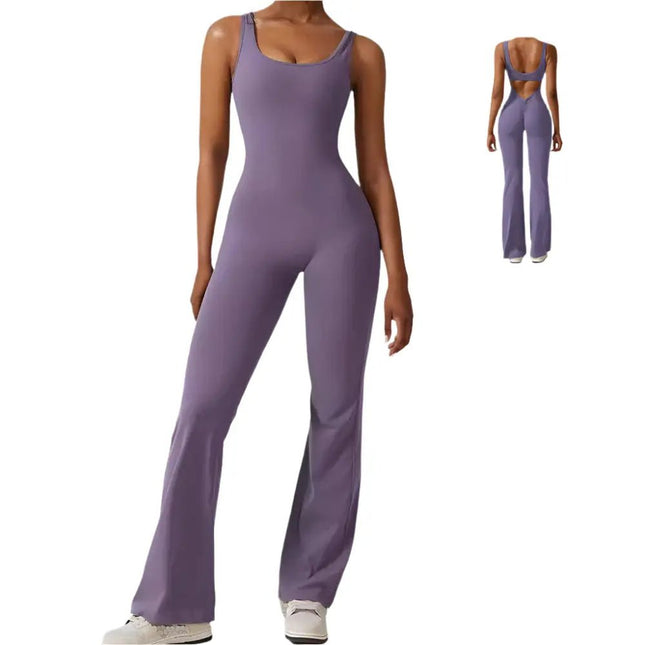 Women's Sleeveless Flare Jumpsuit - Fitness, Yoga & Long Pants Alfra Retail 1