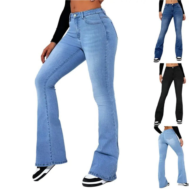 Women's Slim-Fit Flared Jeans - High Waist Stretch Trousers for Casual Fashion Alfra Retail 1