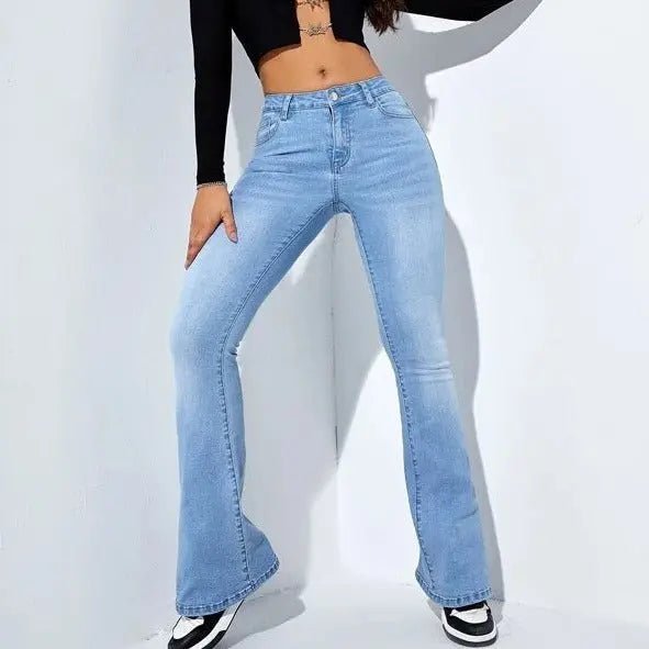 Women's Slim-Fit Flared Jeans - High Waist Stretch Trousers for Casual Fashion Alfra Retail 1