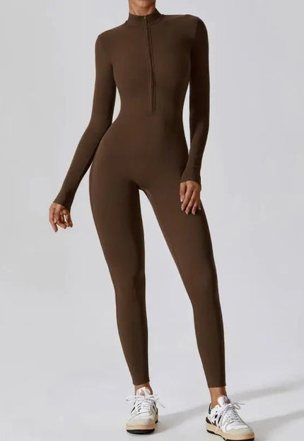 Women's Zipper Long Sleeve Jumpsuit - Yoga, Fitness & Seamless Sports Pants Alfra Retail 1