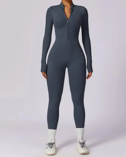 Women's Zipper Long Sleeve Jumpsuit - Yoga, Fitness & Seamless Sports Pants Alfra Retail 1