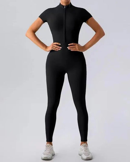 Zipper Yoga Jumpsuit - Long-Sleeved Fitness & Workout Pants for Women Alfra Retail 1