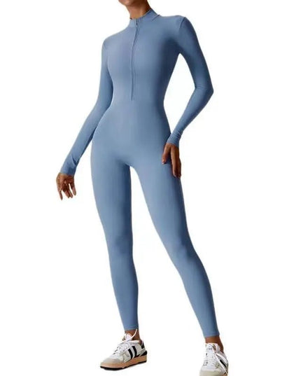 Zipper Yoga Jumpsuit - Long-Sleeved Fitness & Workout Pants for Women Alfra Retail 1
