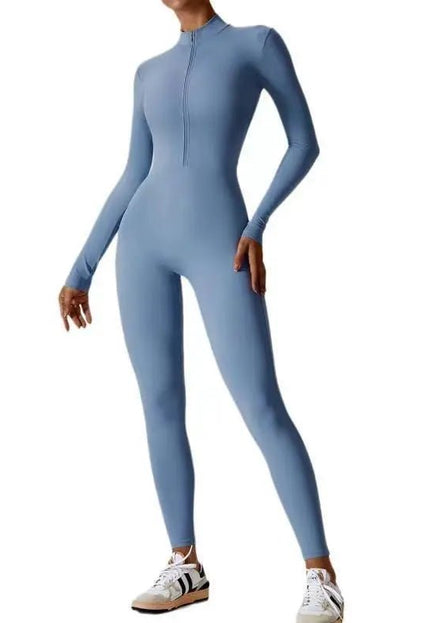 Zipper Yoga Jumpsuit - Long-Sleeved Fitness & Workout Pants for Women Alfra Retail 1
