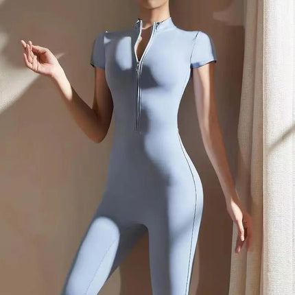 Zipper Yoga Jumpsuit - Long-Sleeved Fitness & Workout Pants for Women Alfra Retail 1